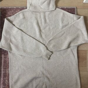 Free People Oversized Cream Ribbed Turtleneck Sweater